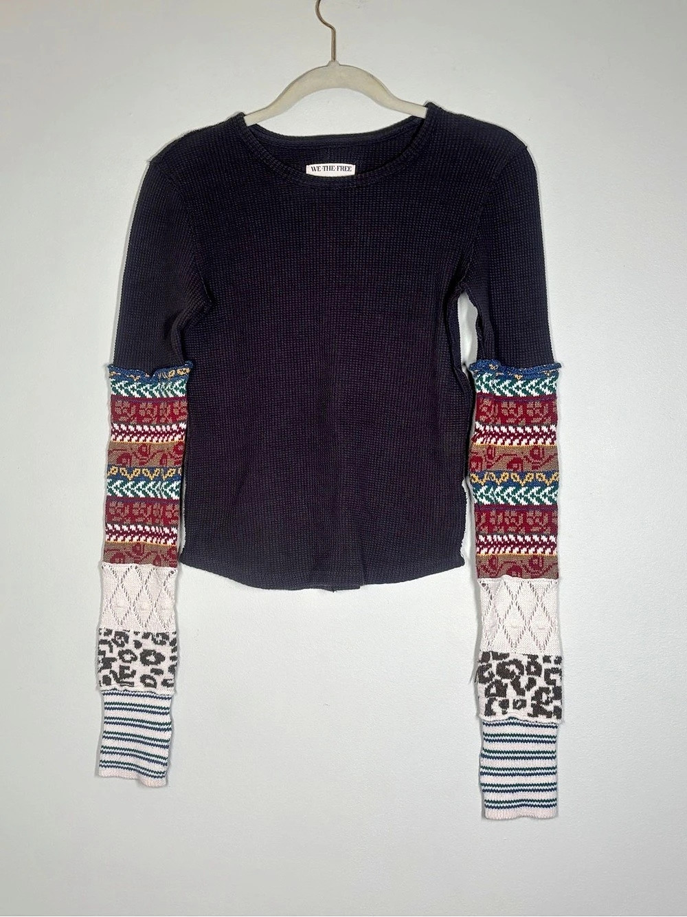 We The Free Geometric Sleeve Sweater Size Small